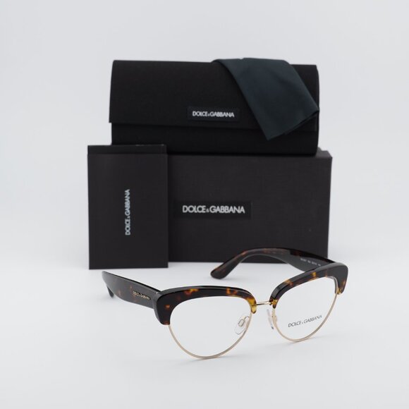 Dolce & Gabbana DG3247 502 Cat Eye Eyeglasses - Havana/Gold 53mm - Picture 6 of 10